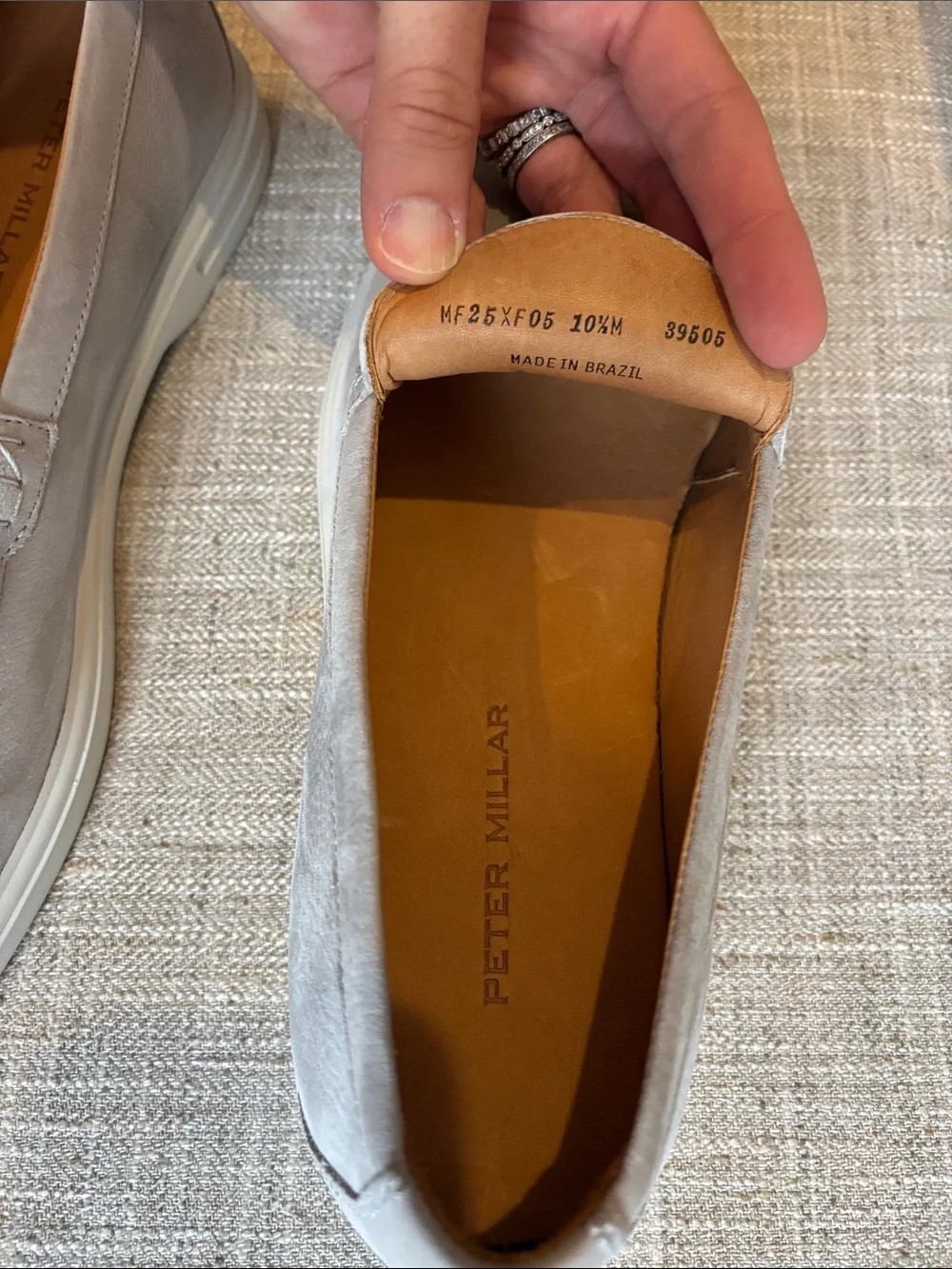 Peter Millar Light Taupe Suede Slip-On Loafers